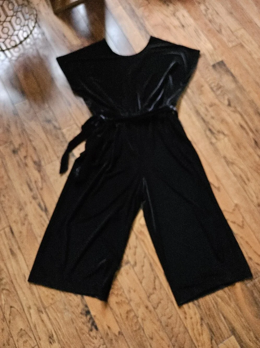 Black Velvet Wide-Leg Jumpsuit - Picture 7 of 7